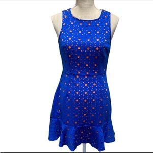 💙 6/$20 INA Blue and Orange Eyelet Dress Womens Size S
